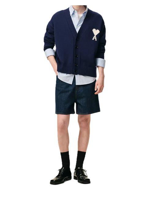 AMI ParisCardigan con scollo a V Ami Paris | UKC380.KN0156A116 ENCRE/ECRU